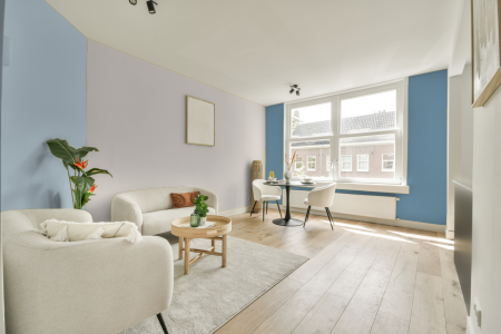 kamer in kleur 2020 met designkleuren op de wanden