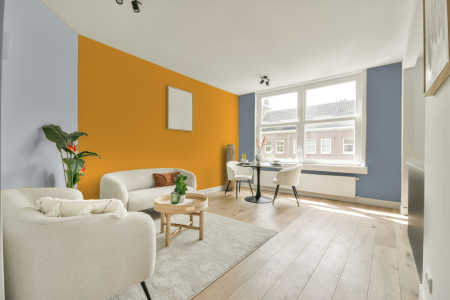 kamer in kleur S 0570-y20r met designkleuren op de wanden