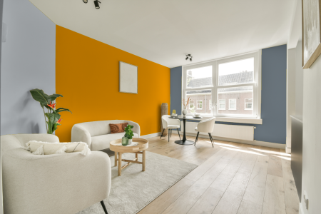 kamer in kleur S 0580-y20r met designkleuren op de wanden