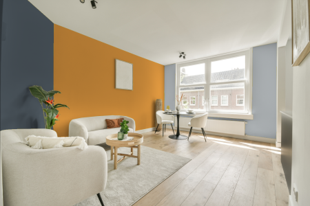 kamer in kleur S 1060-y20r met designkleuren op de wanden