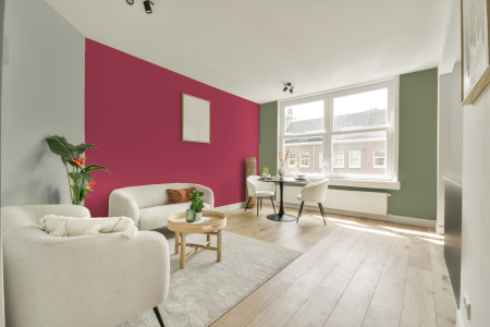 kamer in kleur S 1070-r10b met designkleuren op de wanden