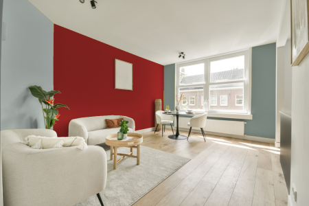 kamer in kleur S 1580-y90r met designkleuren op de wanden