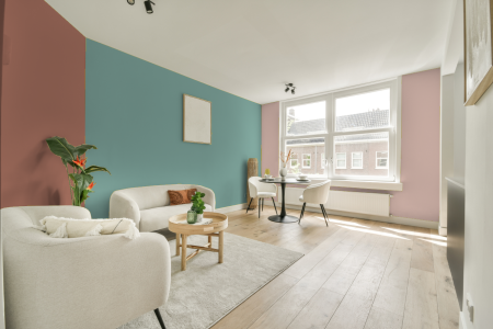 kamer in kleur S 2020-b70g met designkleuren op de wanden