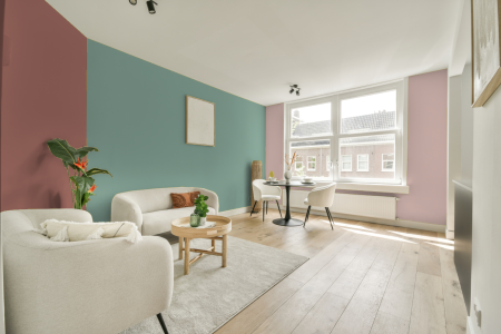 kamer in kleur S 2020-b90g met designkleuren op de wanden