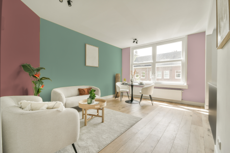 kamer in kleur S 2020-g met designkleuren op de wanden