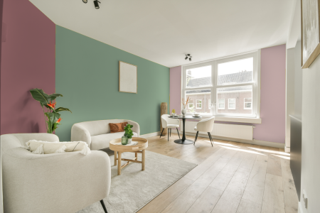 kamer in kleur S 2020-g10y met designkleuren op de wanden