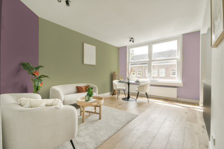 kamer in kleur S 2020-g60y met designkleuren op de wanden