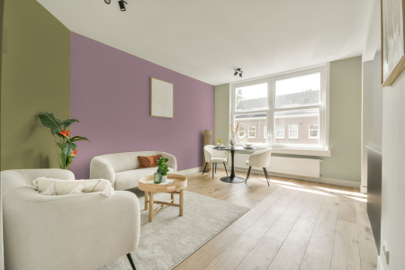 kamer in kleur S 2020-r20b met designkleuren op de wanden