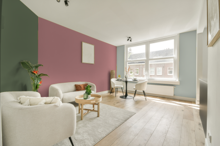 kamer in kleur S 2030-r met designkleuren op de wanden