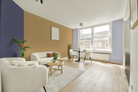 kamer in kleur S 2030-y10r met designkleuren op de wanden