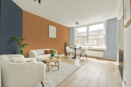 kamer in kleur S 2040-y30r met designkleuren op de wanden