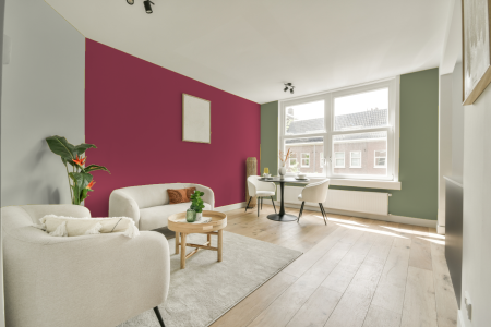 kamer in kleur S 2060-r10b met designkleuren op de wanden