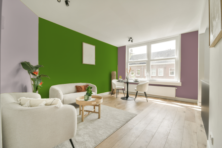 kamer in kleur S 2075-g30y met designkleuren op de wanden