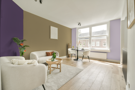 kamer in kleur S 3020-y met designkleuren op de wanden