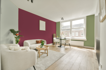 kamer in kleur S 3050-r10b met designkleuren op de wanden