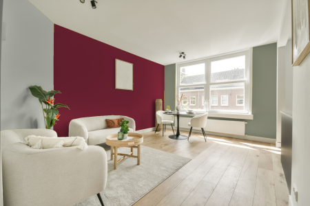 kamer in kleur S 3060-r10b met designkleuren op de wanden