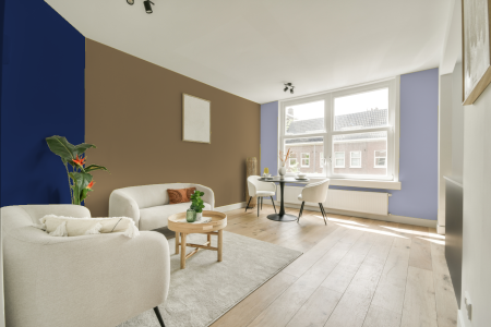 kamer in kleur S 4020-y10r met designkleuren op de wanden