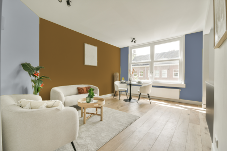 kamer in kleur S 4040-y10r met designkleuren op de wanden