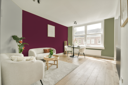 kamer in kleur S 4050-r20b met designkleuren op de wanden