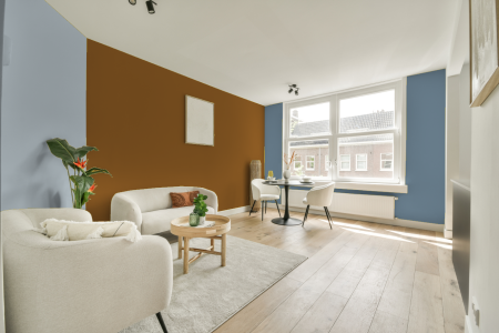 kamer in kleur S 4050-y20r met designkleuren op de wanden