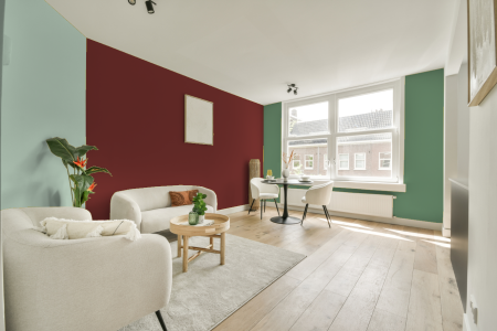 kamer in kleur S 4050-y90r met designkleuren op de wanden