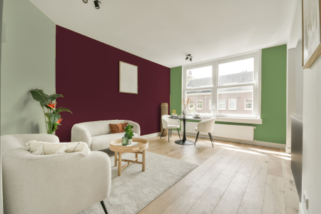 kamer in kleur S 5040-r10b met designkleuren op de wanden