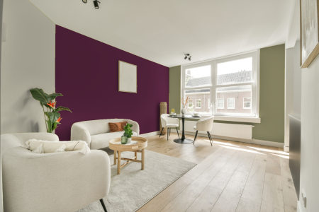 kamer in kleur S 5040-r30b met designkleuren op de wanden