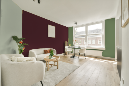 kamer in kleur S 6030-r10b met designkleuren op de wanden