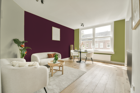 kamer in kleur S 6030-r20b met designkleuren op de wanden