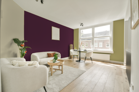 kamer in kleur S 6030-r30b met designkleuren op de wanden