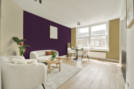 kamer in kleur S 6030-r40b met designkleuren op de wanden