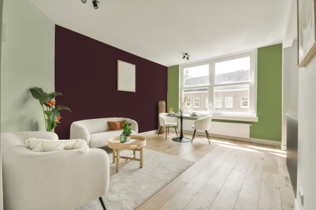 kamer in kleur S 7020-r10b met designkleuren op de wanden