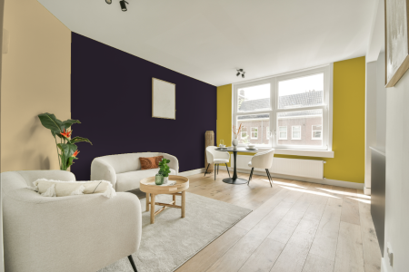 kamer in kleur S 8010-r50b met designkleuren op de wanden