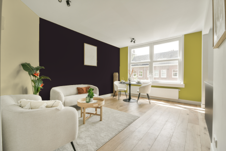 kamer in kleur S 8505-r20b met designkleuren op de wanden