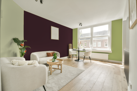 kamer in kleur Ral 360 20 15 met designkleuren op de wanden