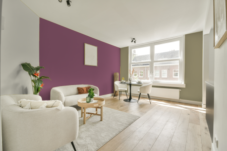 kamer in kleur Ppg1044-6 met designkleuren op de wanden