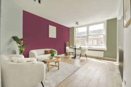 kamer in kleur Ppg1050-6 met designkleuren op de wanden