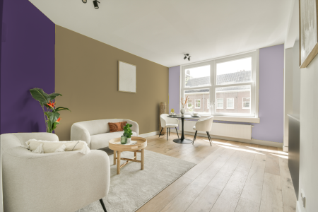 kamer in kleur Ppg1111-4 met designkleuren op de wanden