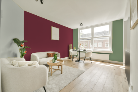 kamer in kleur Ppg13-11 met designkleuren op de wanden