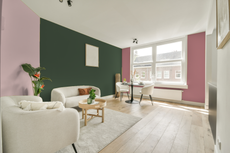 kamer in kleur Ppg13-31 met designkleuren op de wanden