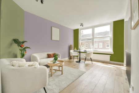 kamer in kleur An.02.77 met designkleuren op de wanden