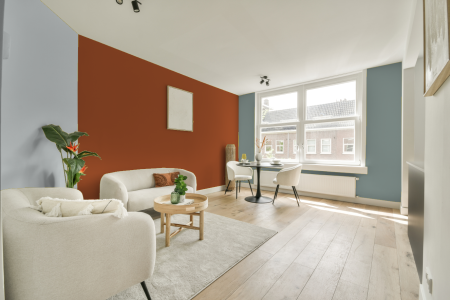 kamer in kleur D4.54.38 met designkleuren op de wanden