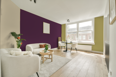 kamer in kleur Y5.28.19 met designkleuren op de wanden