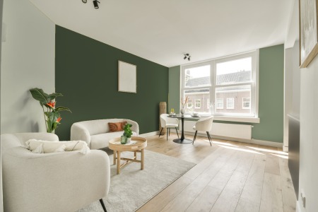 kamer met ton-sur-ton kleurencombinatie en Full jade