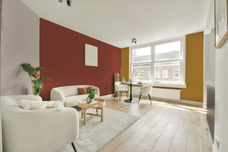 kamer met ton-sur-ton kleurencombinatie en Sikkens slaapkamer rood