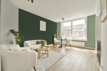 kamer met ton-sur-ton kleurencombinatie en Sikkens woud groen