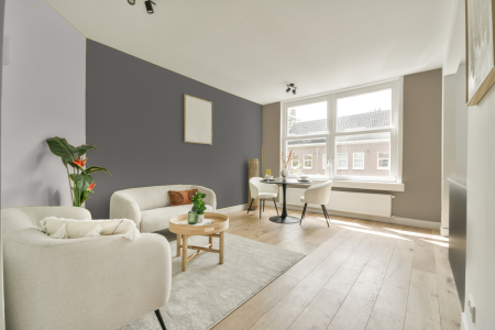 woonkamer met neutrale kleuren en Mild grey