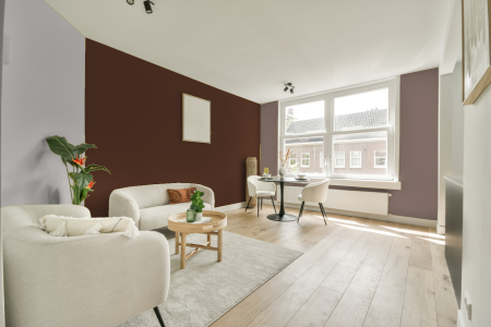 woonkamer met neutrale kleuren en S 7020-y60r