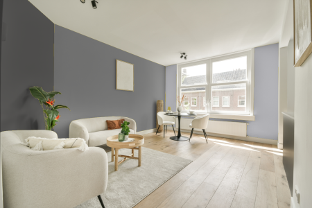 woonkamer met neutrale kleuren en Ral 000 65 00