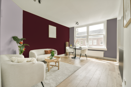 woonkamer met neutrale kleuren en Ral 020 20 29